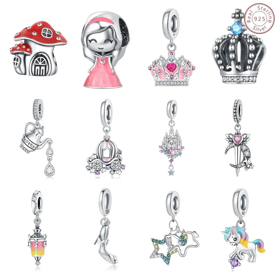 1 Piece 21 * 24mm 925 Sterling Silver Zircon Pumpkin Crown Mushroom Pendant Beads Jewelry Accessories