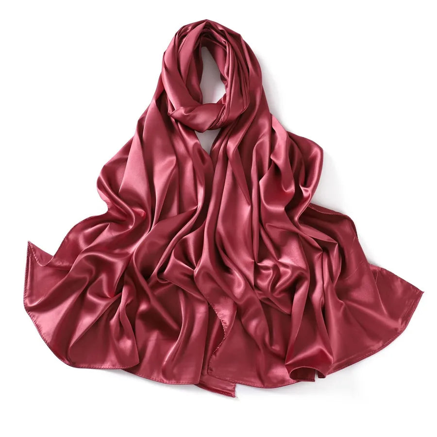 women's streetwear solid color satin winter scarves