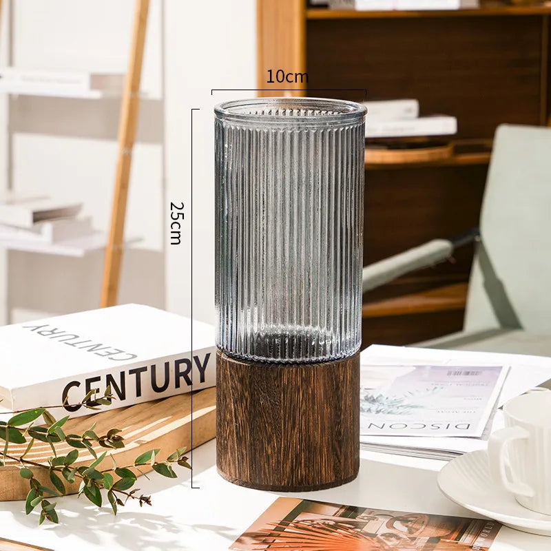 Simple Style Stripe Glass Vase Artificial Decorations