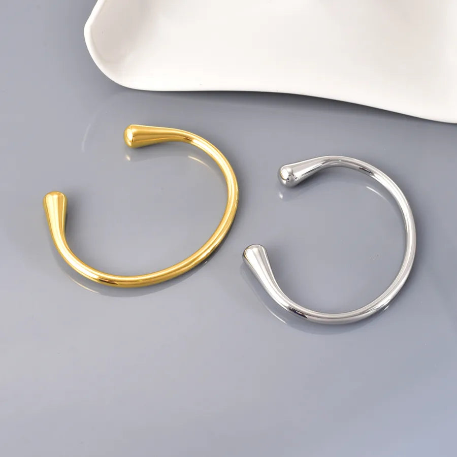 Modern Style Classic Style Solid Color 304 Stainless Steel 18K Gold Plated Bangle In Bulk
