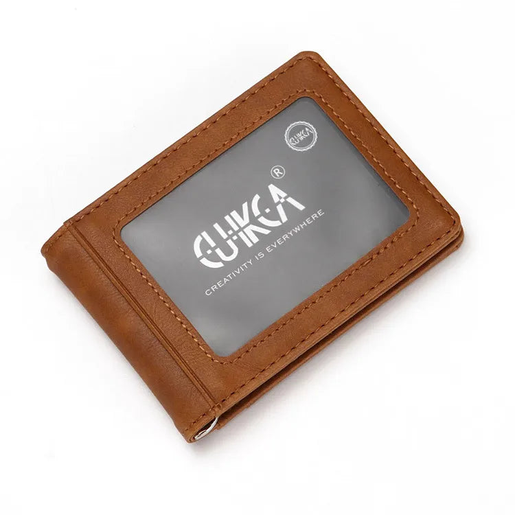 Creative Crazy Horse Pattern Multifunctional Men's Wallet RFID Card Holder Anti-theft Brush Multi-card Bits Gold Clip Card Holder