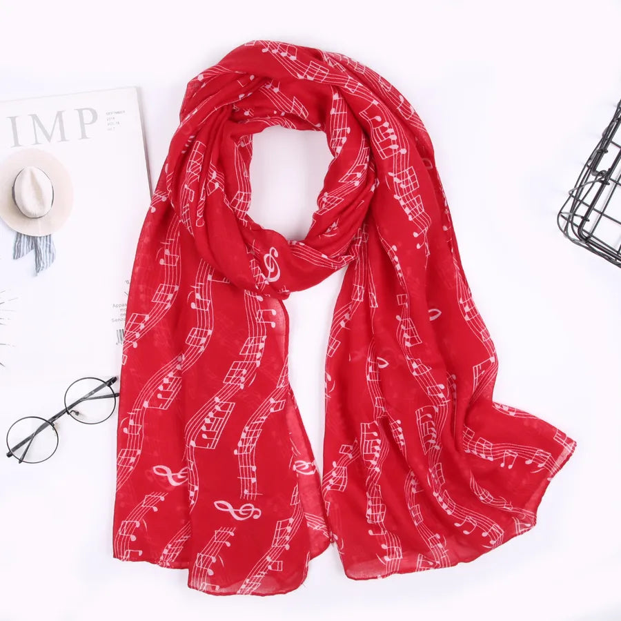 Women's Simple Style Notes Polyester Scarf