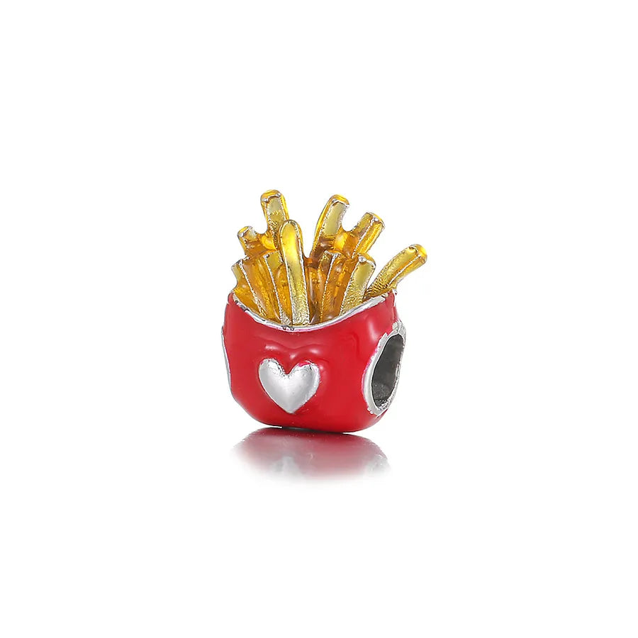 1 Piece 1.16*0.99*1.06cm Alloy Hamburger French Fries Jewelry Accessories