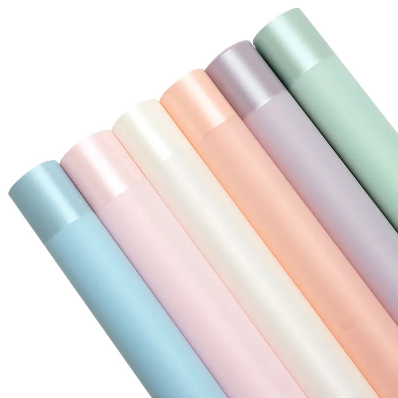 Elegant Romantic Sweet Solid Color Plastic Daily Date Korean Floral Wrapping Paper Party Supplies Gift Wrapping Supplies 1 Pack of 20 Sheets