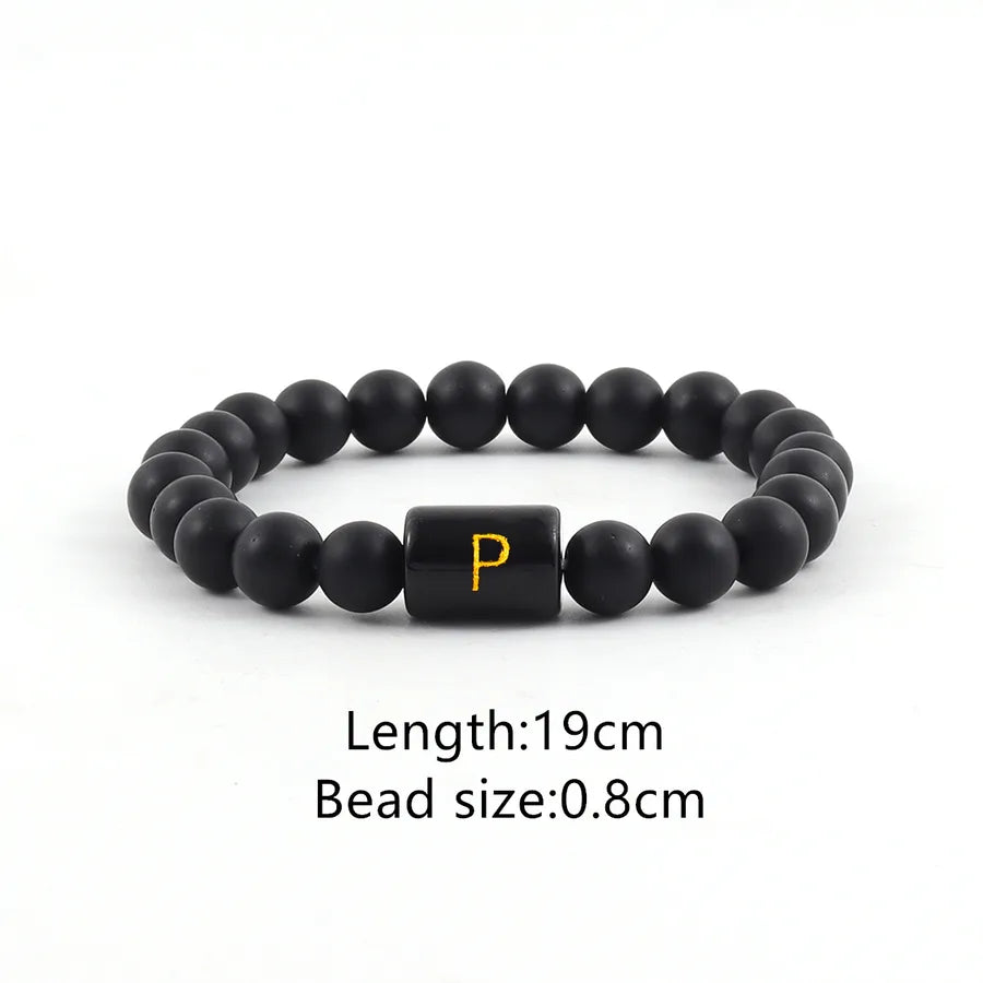 Elegant Vintage Style Simple Style Letter Glass Stone Men's Bracelets Men Beaded Bracelets