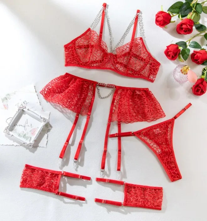 solid color underwire bra sexy mid waist briefs sexy lingerie