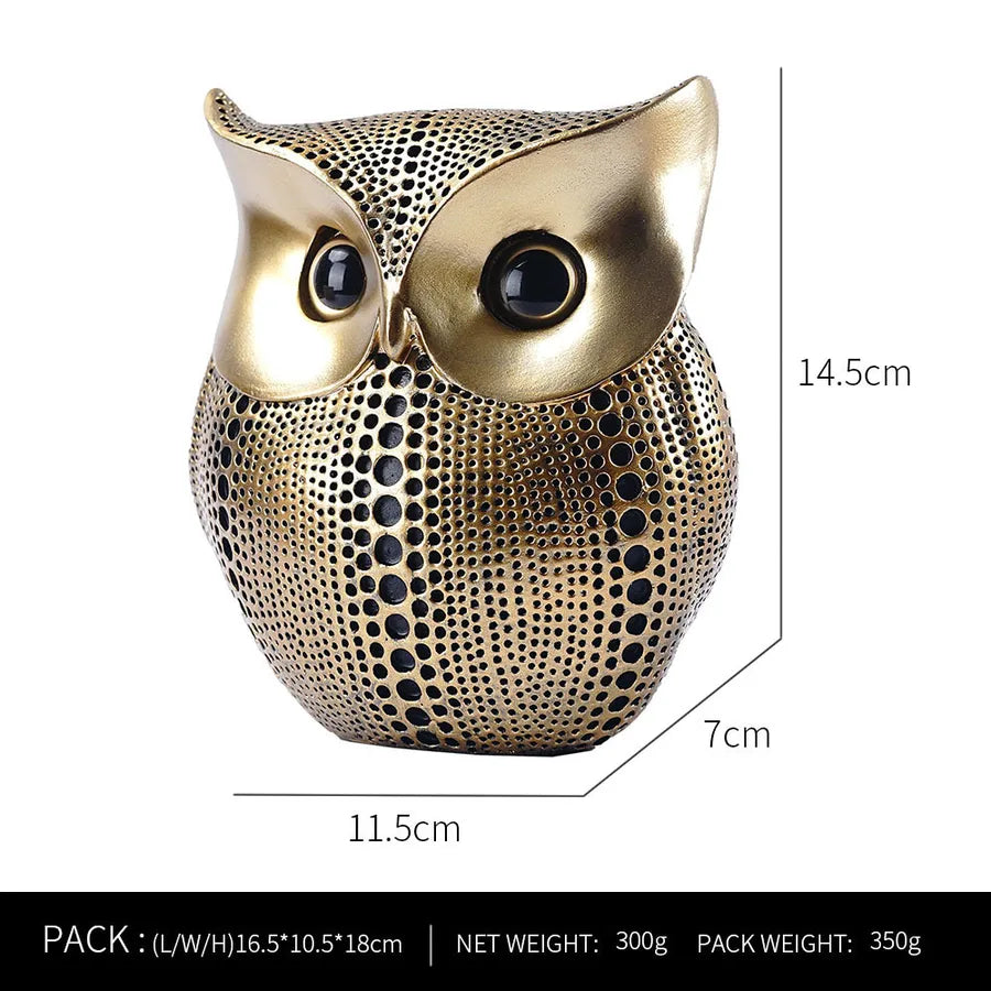 Nordic Light Luxury Golden Owl Resin Craft Ornaments Home Soft Decorations Model House Art Animal Decoration