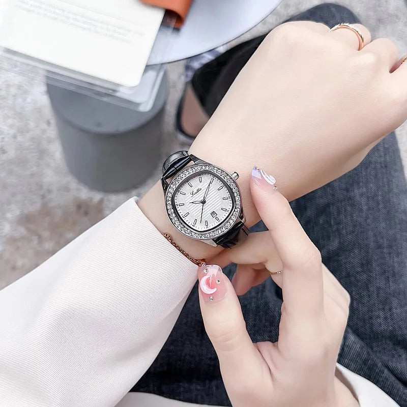 Casual Simple Style Commute Round Double Side Snaps Buckle Quartz Watch