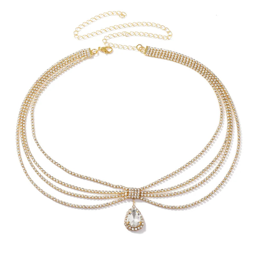 Bohemian Crystal Bridal Forehead Decor Brow Heart Drop Headband Waterdrop Hair Accessory  Style Comb Inlet