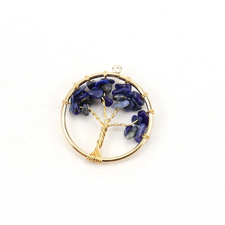 simple style lucky tree natural stone agate wholesale pendants
