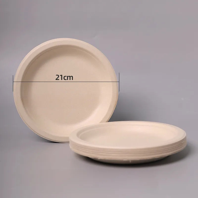 Disposable Sugarcane Pulp Paper Plate Dinner Plate Barbecue Cake Kindergarten Drawing DIY Paper Plate Thickened Pulp Plate