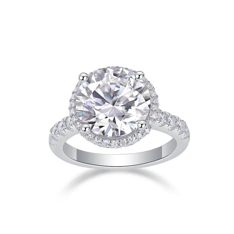 Moissanite 925 Sterling Silver Rings GRA Certificate Geometric Rings