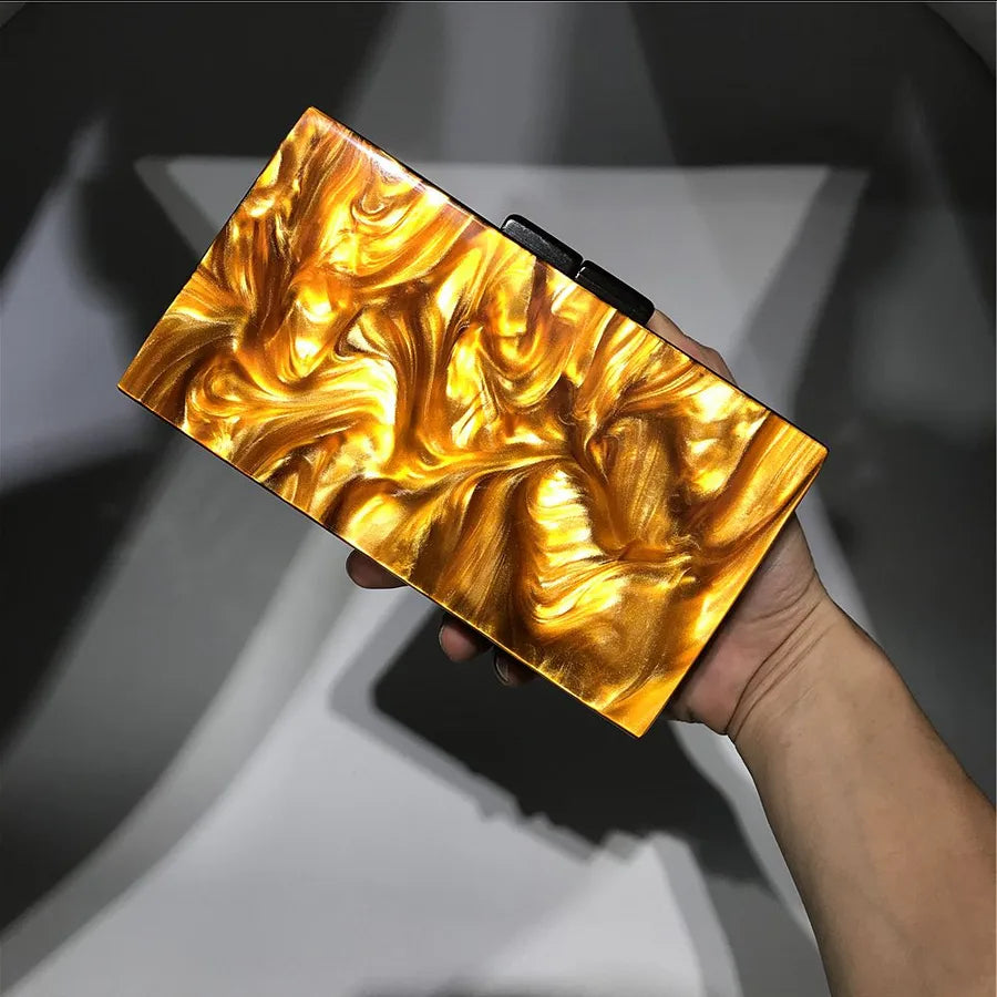 Hengmei  New Dinner bag Large-grain Pearlescent Acrylic Women's bag Women's Clutch Acrylic bag