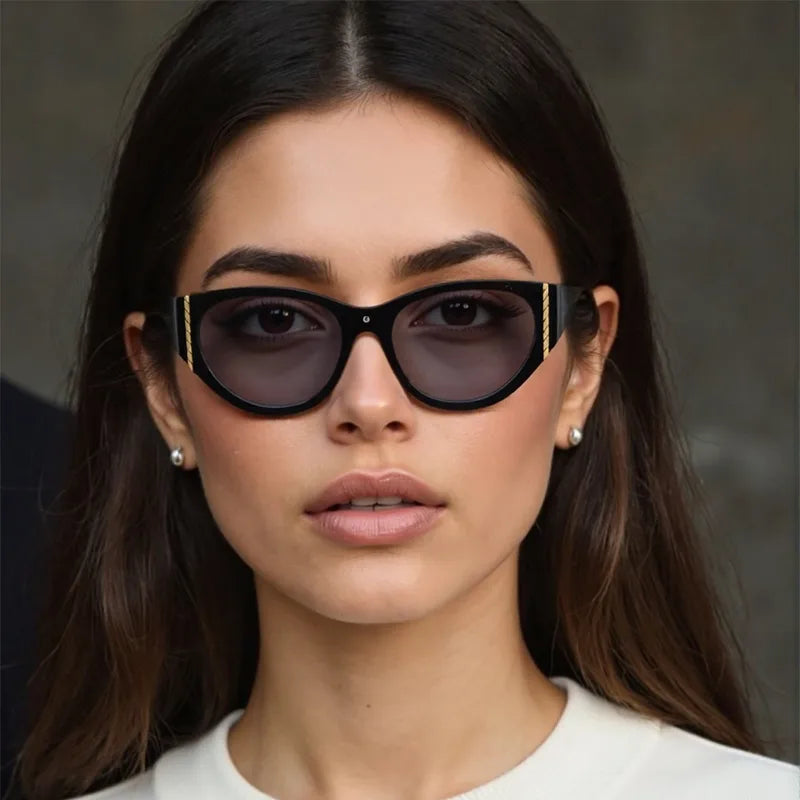 Streetwear Affordable luxury style Advanced Sense Solid Color Pc Cat Eye Full Frame Women's Sunglasses