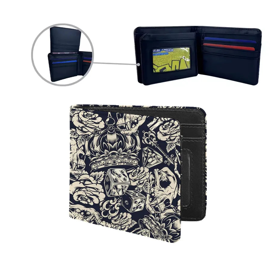 Men's Skull Pu Leather Flip Cover Wallets