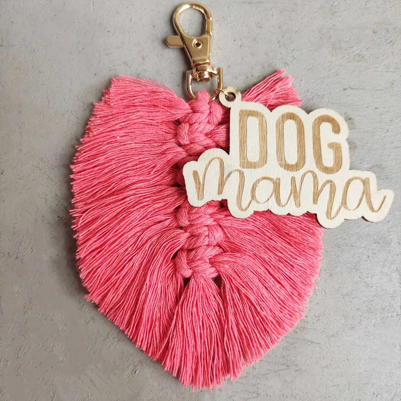 mama letter tassel cotton thread braid mother's day bag pendant keychain