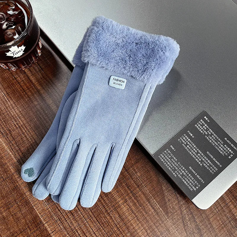 women's simple style solid color velvet polyester gloves 1 pair