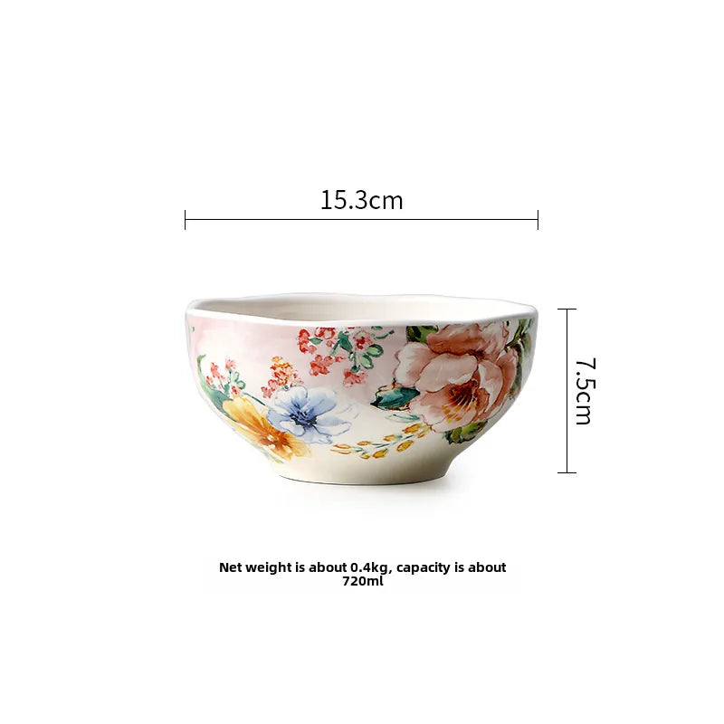 Guest French Dinner Plate Underglaze Color Flat Plate Dim Sum Tray Rectangular Plate Fish Plate Large Soup Plate Household Deep Plate