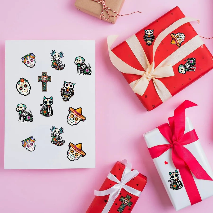 500 Pieces Halloween Festival Celebration Skeleton Non-drying Adhesive Stickers Labels Sealing Stickers Cardstock Material