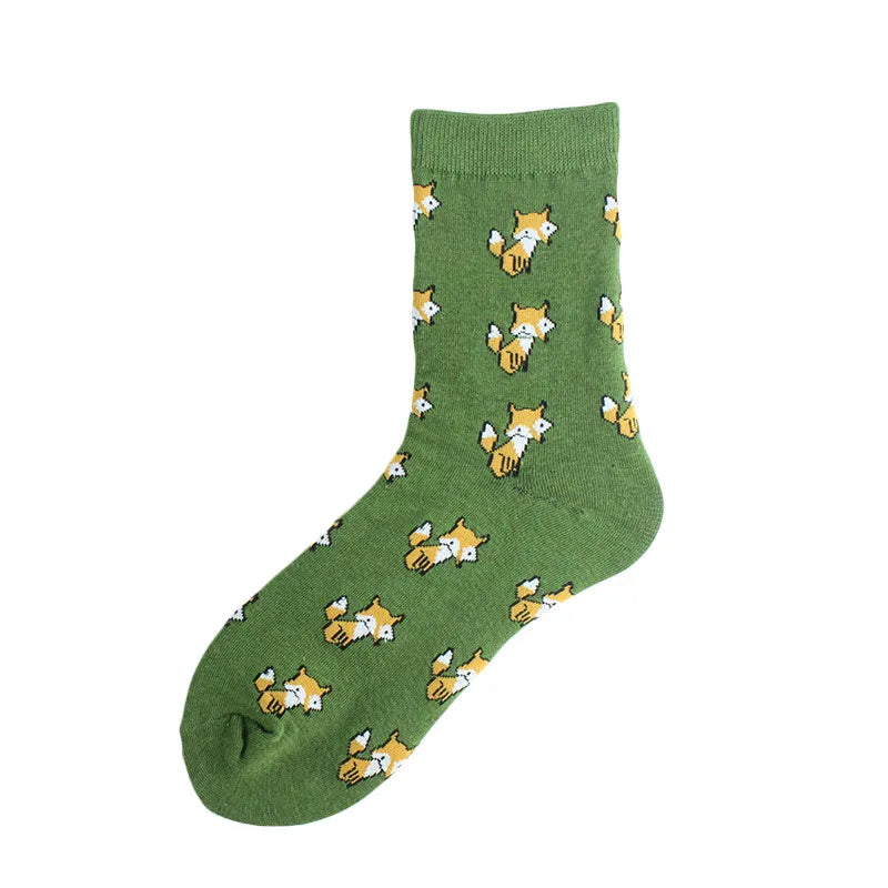 women's japanese style cartoon cotton jacquard crew socks a pair