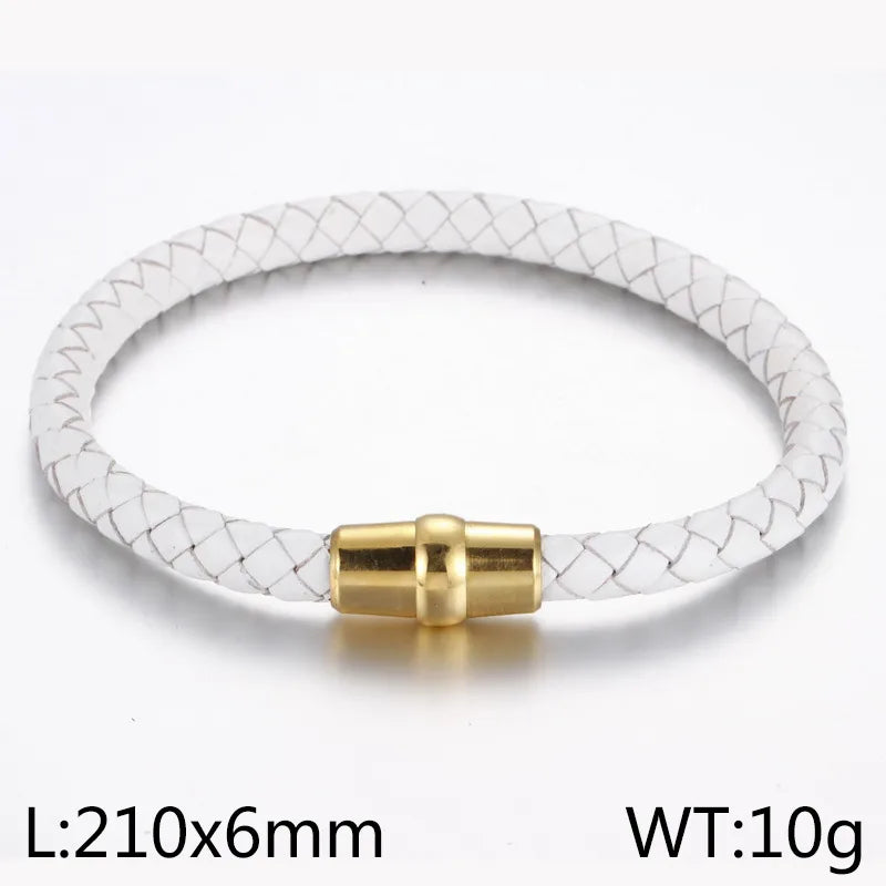 Simple Style Geometric Pu Leather Titanium Steel Plating 18K Gold Plated Men's Bracelets