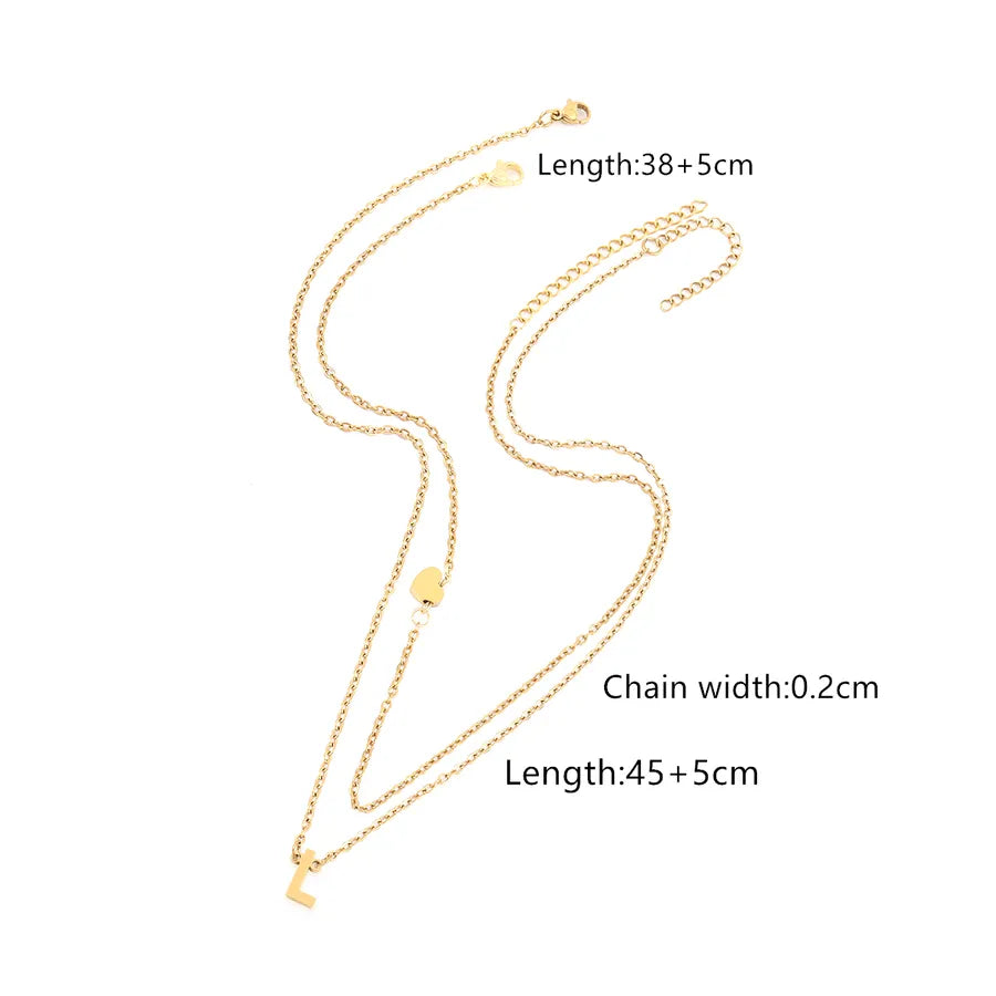 Wholesale Jewelry Elegant Retro Classic Style Letter Heart Shape 201 Stainless Steel 304 Stainless Steel cable chain Pendant Necklace