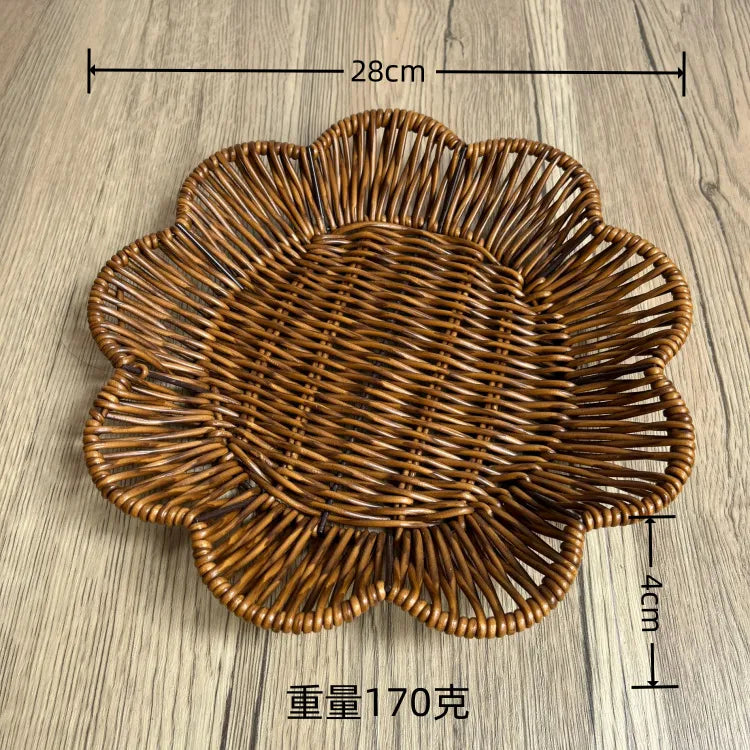 Simple Style Solid Color Imitation Rattan Storage Basket