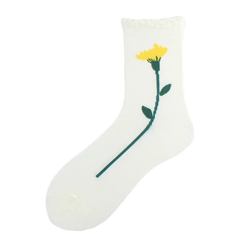 women's sweet heart shape cotton jacquard crew socks a pair