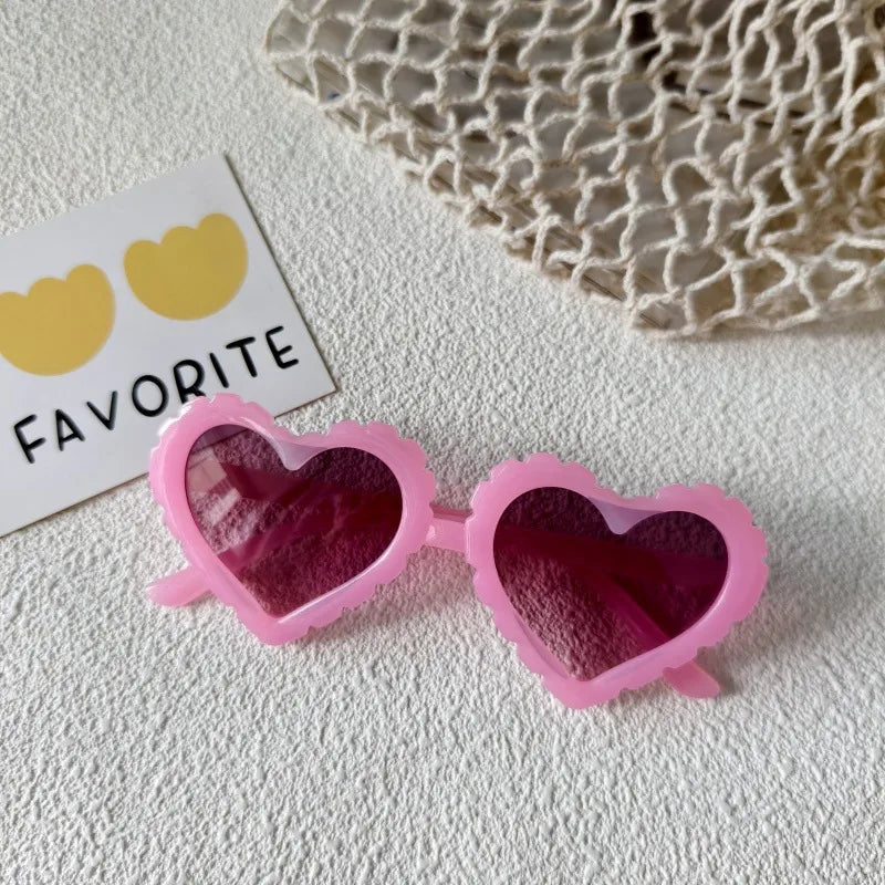Sweet Simple Style Heart Shape UV400 Protection Resin Special-Shaped Mirror Full Frame Kids Sunglasses