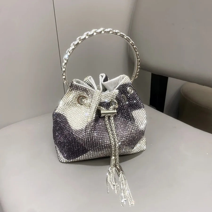Women's Medium Polyester Color Block Elegant Bucket String Bucket Bag