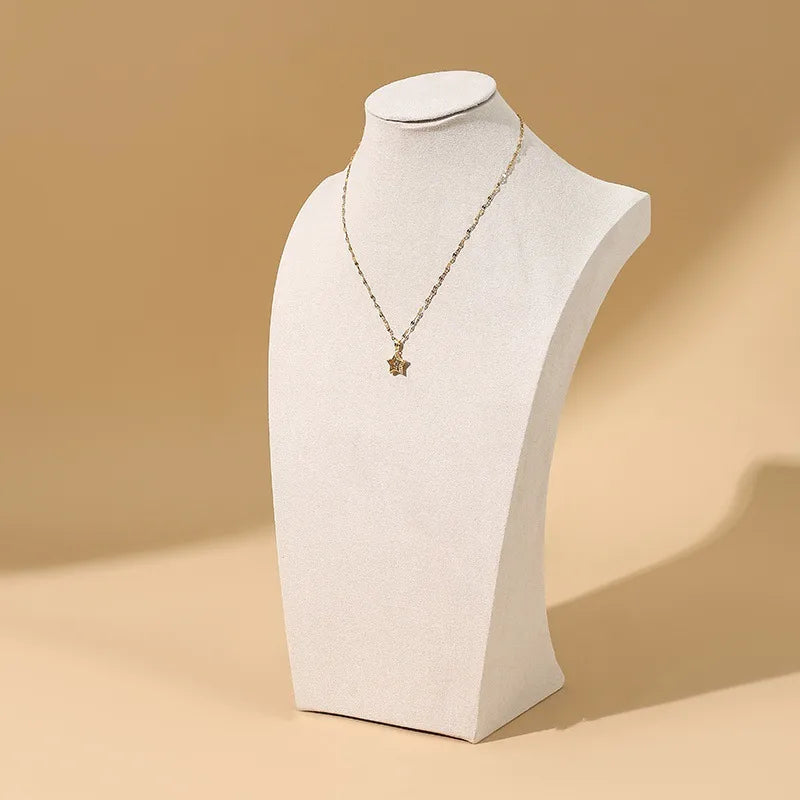Velvet Jewelry Necklace Display Stand Counter Top Fashionable Mannequin Head Model Premium Feel Stitching Process