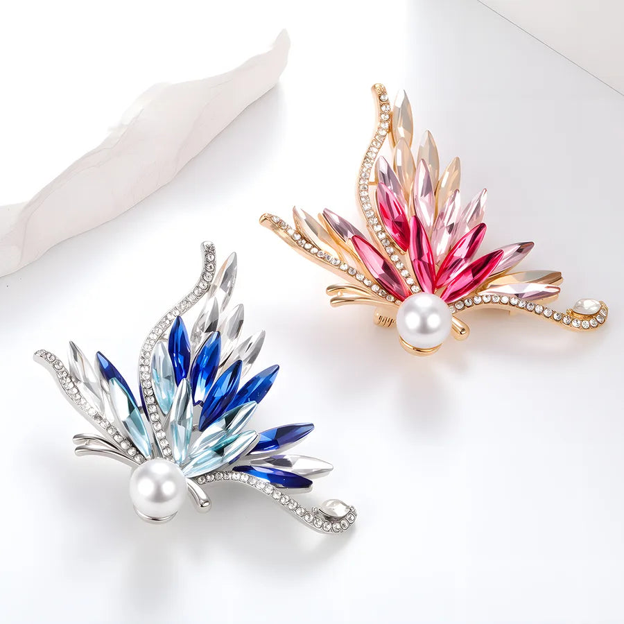 Elegant Pearl Alloy Flower Brooch Pin Women's Personality Design Lapel Pin Cute Romantic Animal Floral Pattern Office Selfie Suitable All Seasons