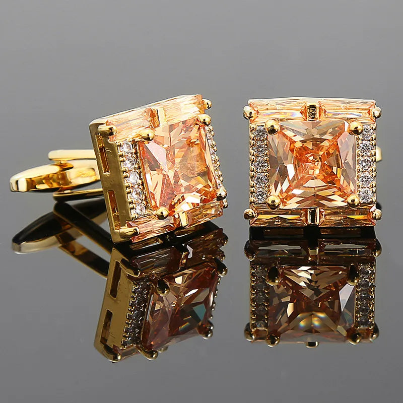 Simple Style Square Alloy Inlay Zircon Unisex Cufflinks 1 Pair
