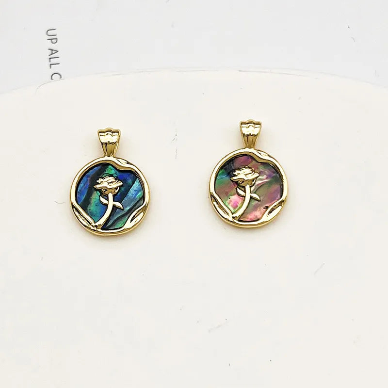 1 Piece 14 * 15mm Copper Heart Shape Rose Flower Pendant Jewelry Accessories