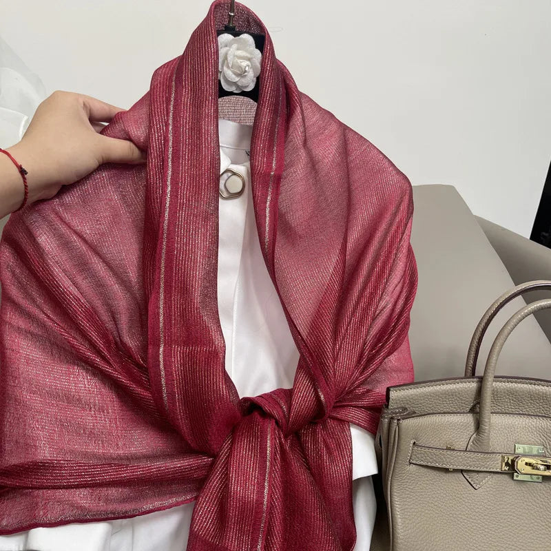 women's elegant solid color polyester silk scarf