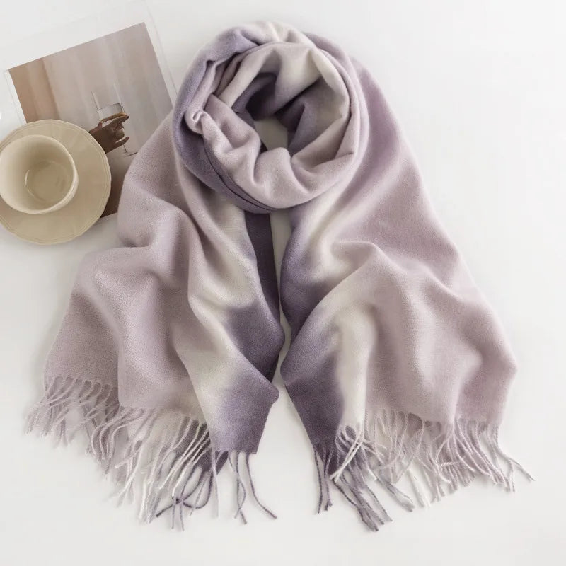 Women's Casual Multicolor Imitation cashmere Tassel Scarf
