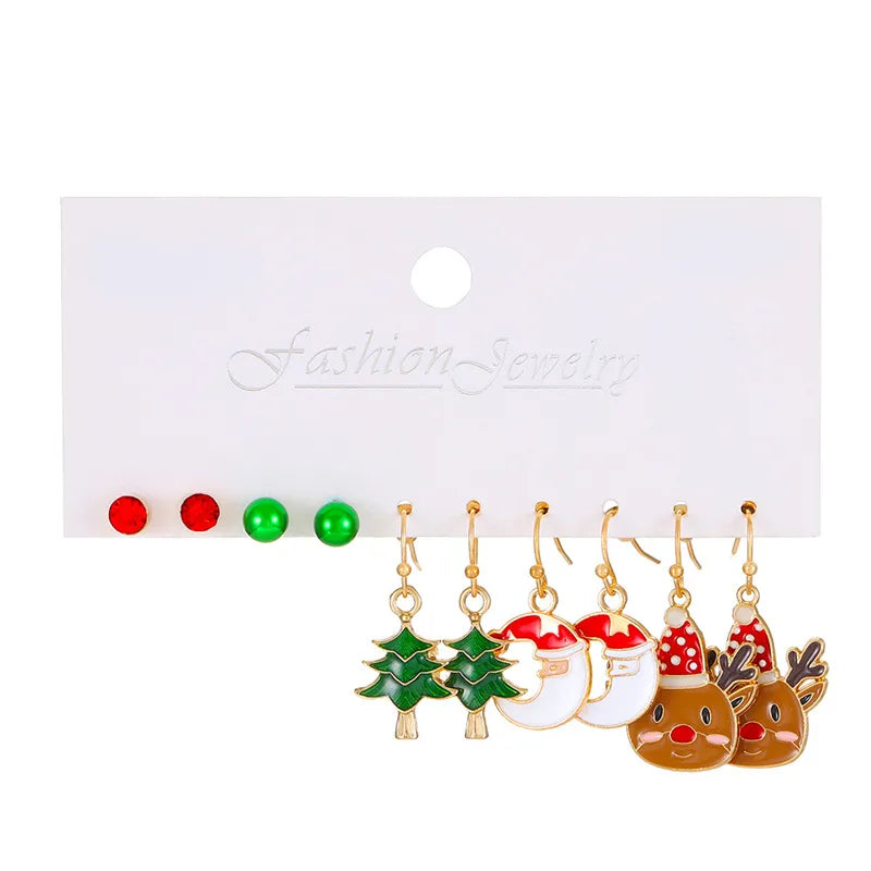 Cartoon Style Cute Classic Style Christmas Tree Santa Claus Bell Alloy Stoving Varnish Plating Inlay Rhinestones Zircon Christmas Women's Jewelry Set