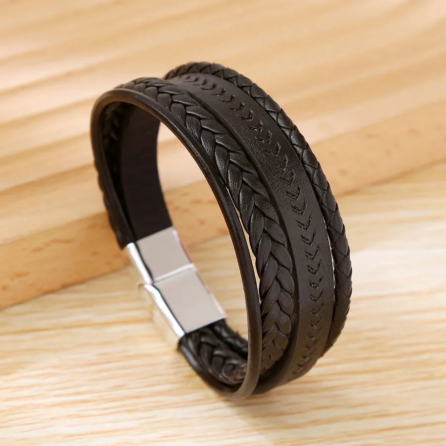 Retro Classic Style British Style Arrow Pu Leather Alloy Men's Bracelets