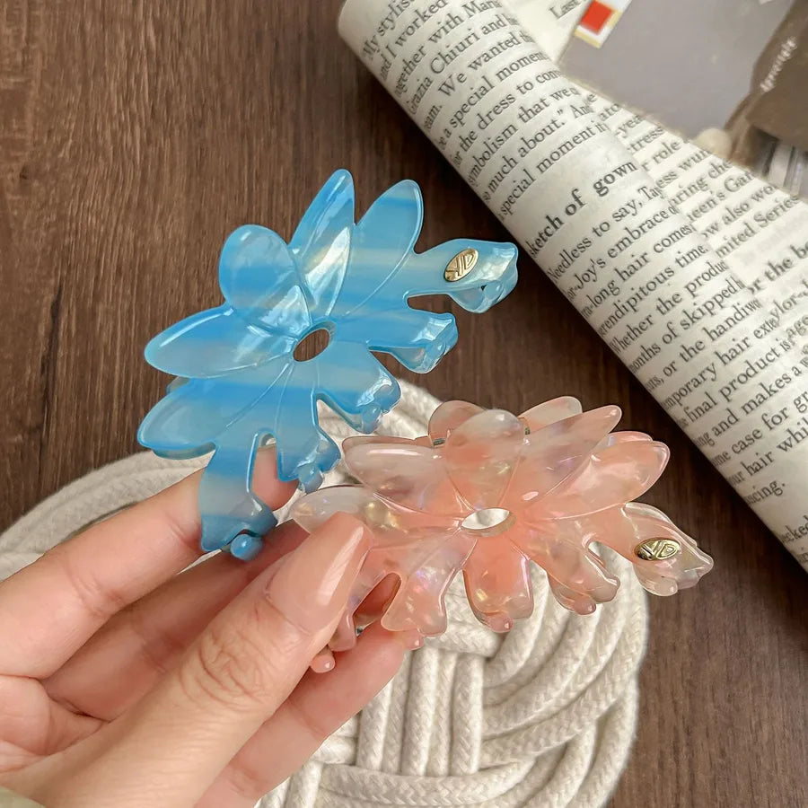 Large Size Acetate Flower Hair Clips New Style Colorful Shark Tail Updo Hair Clips Fresh Girl's Hair Accessories