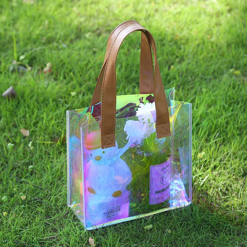 Women's PVC Geometric Vacation Square Open Handbag