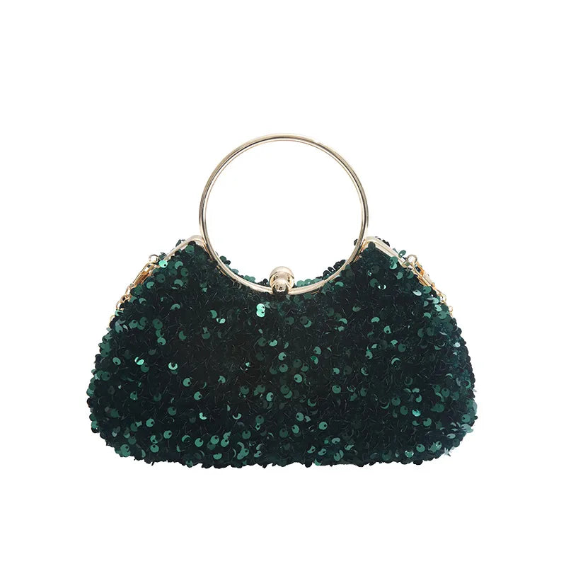 Style One Gold Style One Color Style 1 green Sequin Geometric Sequins Oval Shell Evening Bags