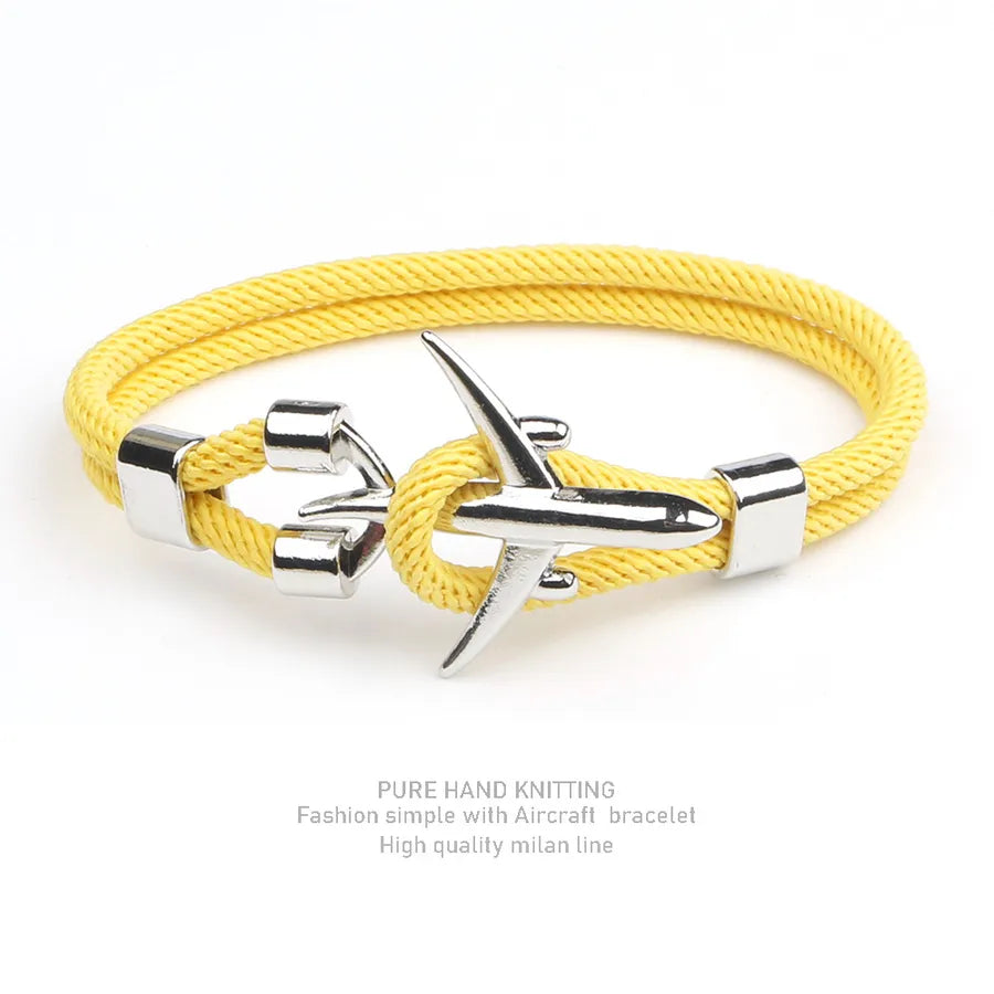 simple style geometric alloy polyester plating men's bracelets