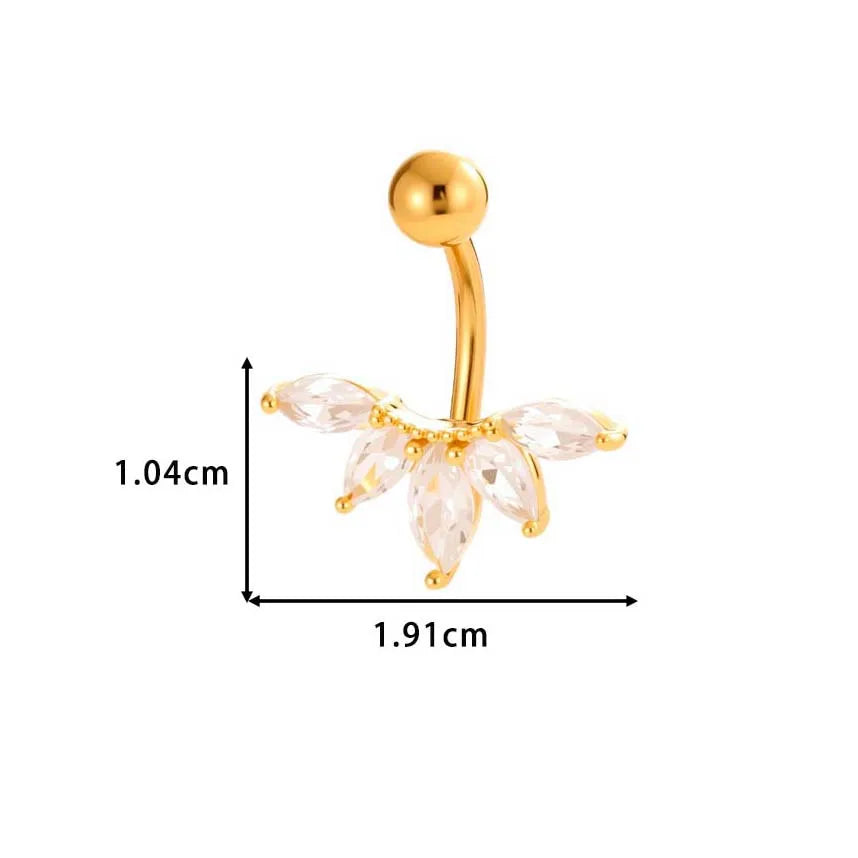 1 Piece Belly Rings IG Style Simple Style Classic Style Cross Flower Butterfly Copper Cross Flowers Butterfly Zircon Belly Rings