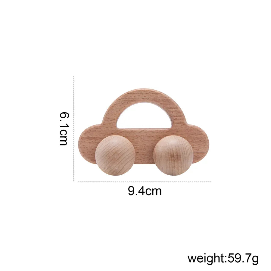 Walnut Wooden Mini Color Car Children's Early Education Educational Building Blocks Toys Baby Cart