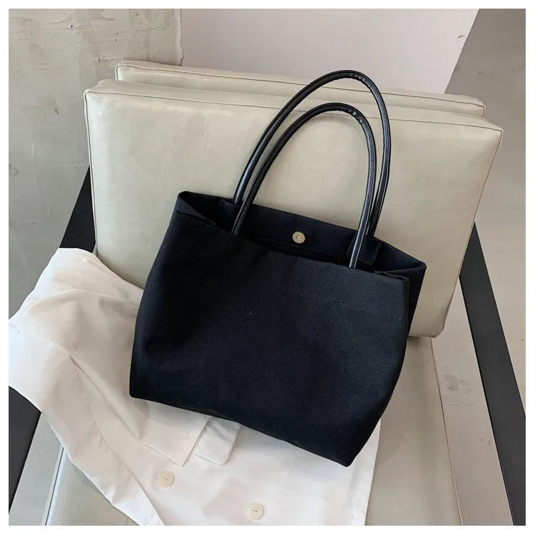 Canvas Bag Women's  New New Style ins Student Large Capacity Handbag Single Shoulder Shopping Bag Simple Tote Bag