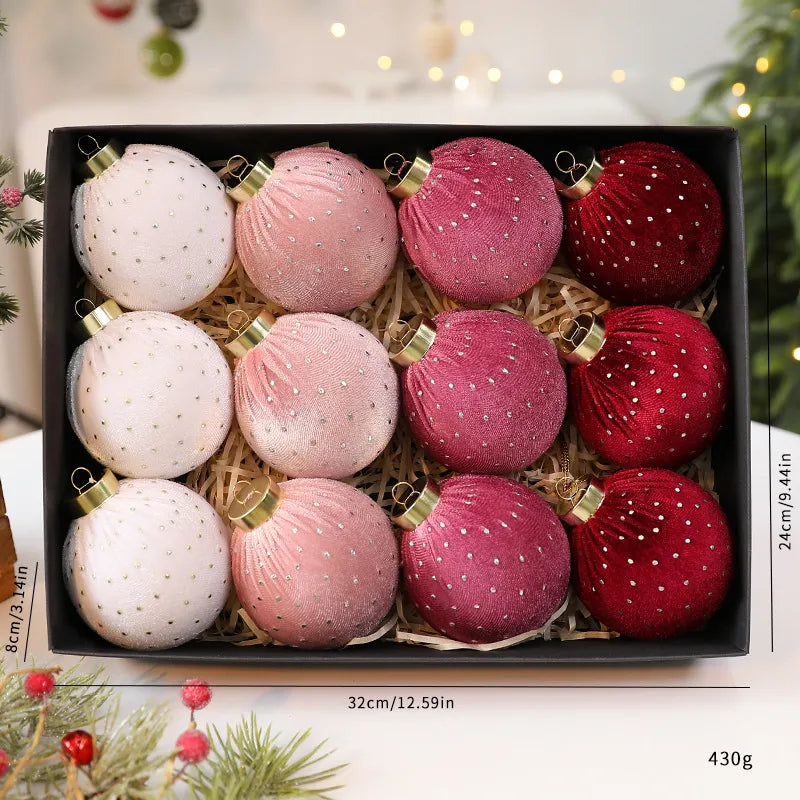 Luxurious Velvet Christmas Ball Ornament Star Embellished Christmas Tree Decoration Festive Fabric Star Stuffed Ball Hanging