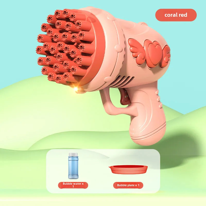 Shake the same 69-hole electric bubble machine children's toys handheld Gatling rocket launcher 32-hole bubble gun wholesale