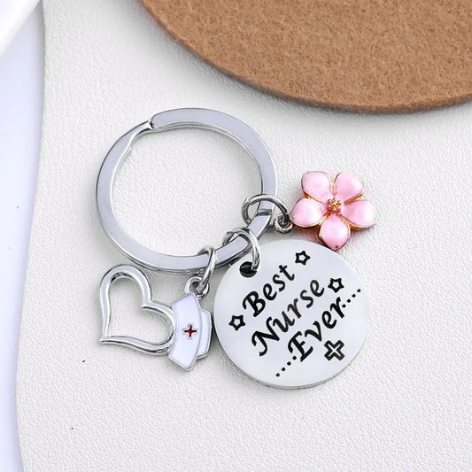 1 piece fashion letter heart shape flower metal titanium steel unisex keychain