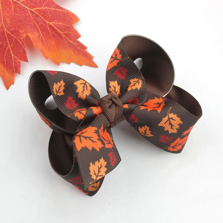 Halloween Thanksgiving Double Layer Bow Knot Pumpkin Ghost Themed Children's Hair Accessories Customizable Fall Season