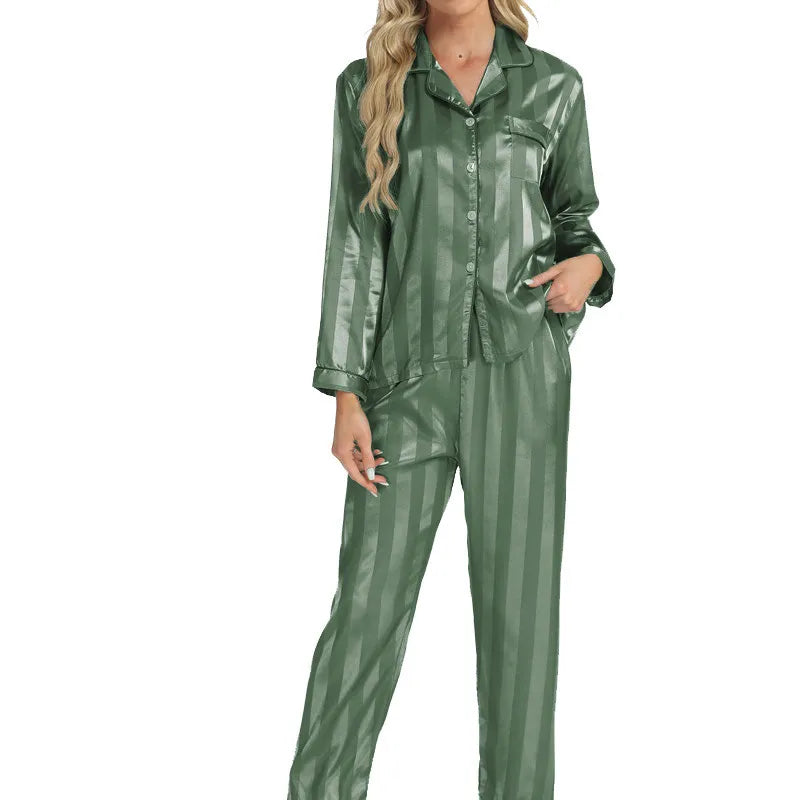 Elegant Long Sleeve Women's Home Clothes Set Sleepwear Casual Fashionable Floral Embroidery Comfortable Polyester Silk Blend
